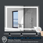 Miroir de salle de bain LED eprolo 48x36 pouces avec éclairage, anti-buée et fonction de gradation pour salle de bain élégante.