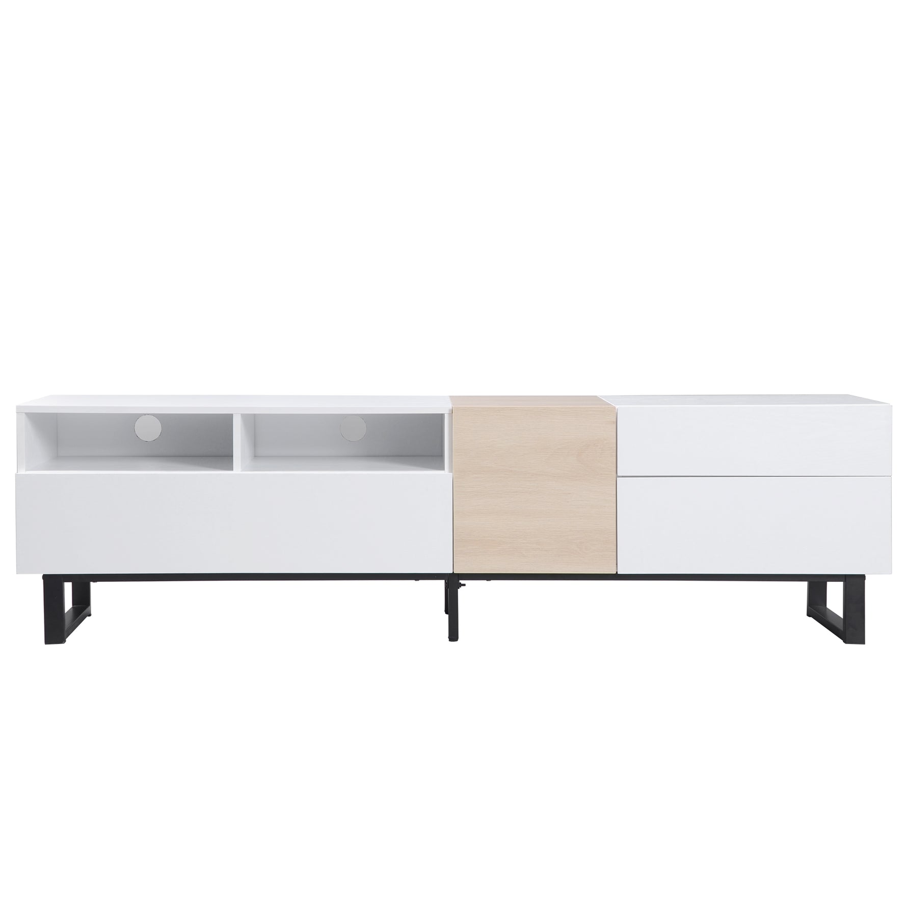 Meuble TV moderne en bois avec rangement, design épuré, pour salon, par eprolo, visible avec compartiments et surface lisse.