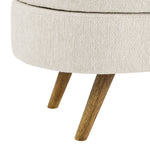 Banquette ottomane ovale de rangement beige avec pieds en bois d Rubber, 43,5"x16"x16" — eprolo