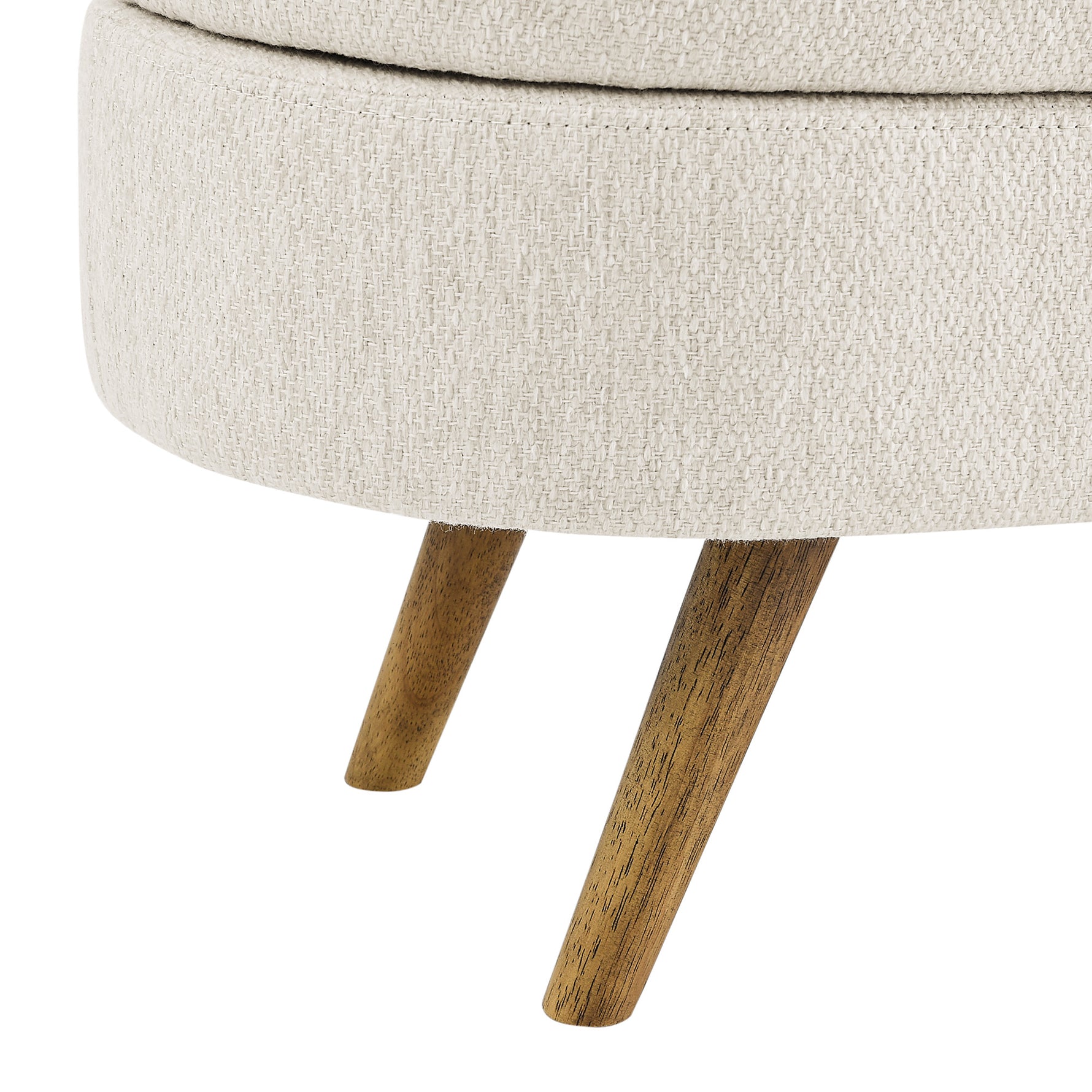 Banquette ottomane ovale de rangement beige avec pieds en bois d Rubber, 43,5"x16"x16" — eprolo