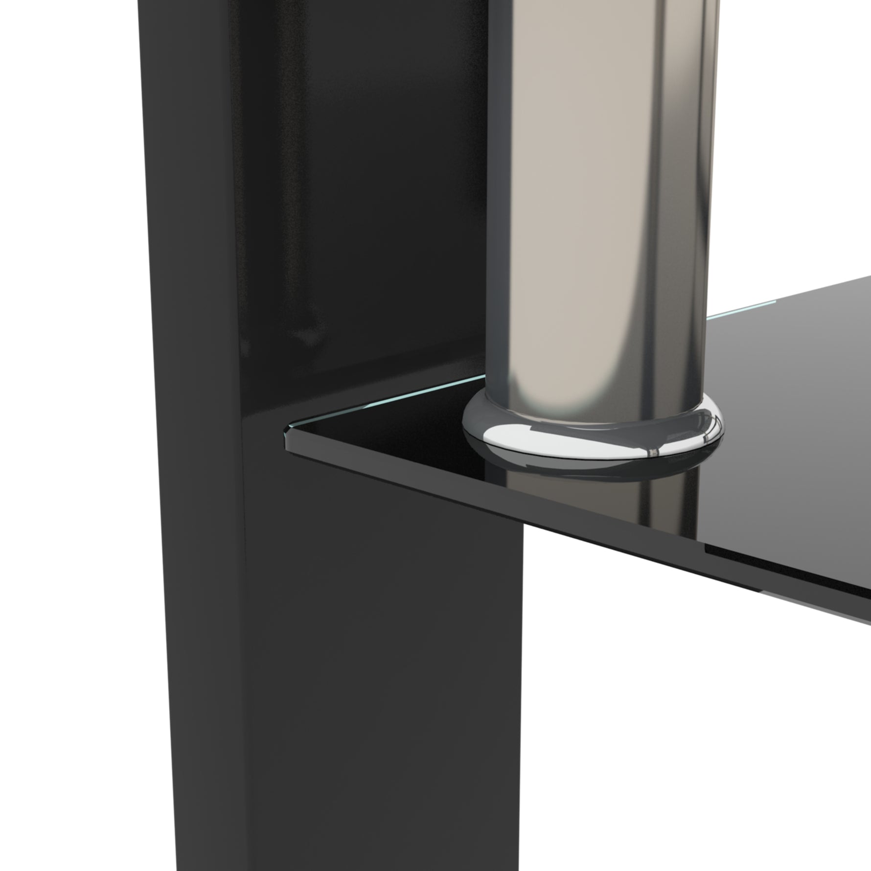 Table basse rectangulaire en verre noir moderne de la marque eprolo, pour salon, vue de dessus avec surface en verre clair.