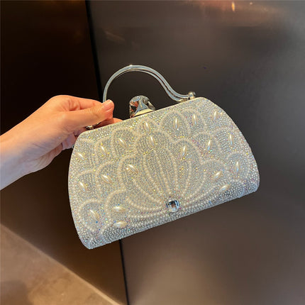 Alloy Rhinestone Carved Banquet Bag Women
