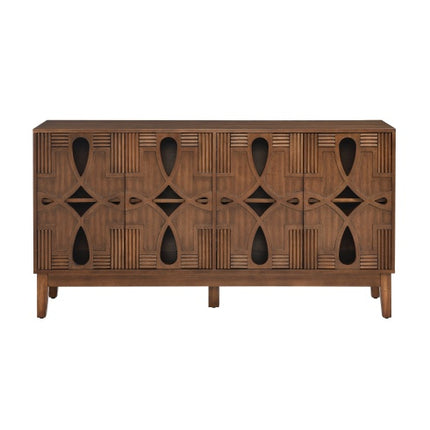 60.5 Mid Century Modern Sideboard Buffet Cabinet With Storage, TV Media Console Table, Storage Cabinet With 4 Doors   Adjustable Shelves For Kitchen Dining Living Room Bedroom Entryway, Walnut
