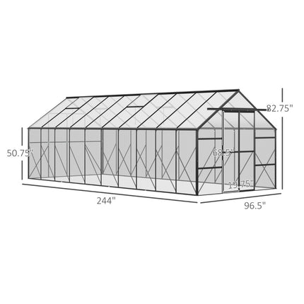 Large Greenhouse With Adjustable Roof Vent And Sliding Door Aluminum Greenhouse For Winter Clear