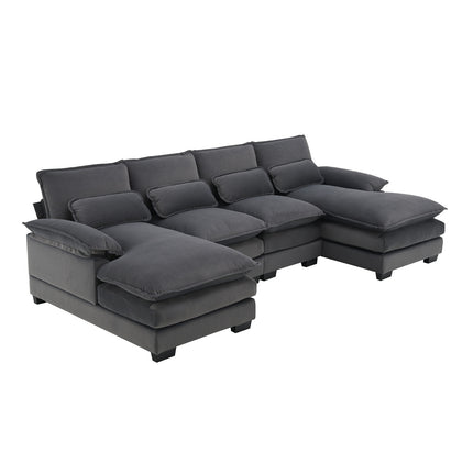 New Modern U-shaped Sectional Sofa, 6-Seat With Waist Pillows 109.8 55.9