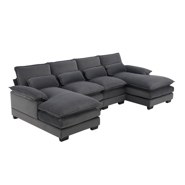 New Modern U-shaped Sectional Sofa, 6-Seat With Waist Pillows 109.8 55.9