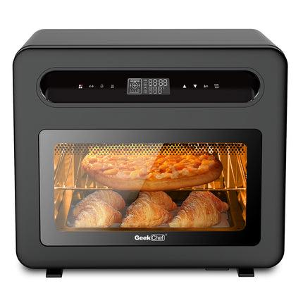 Geek Chef Steam Air Fryer Toast Oven Combo, 26 QT Steam Convection Oven Countertop, 50 Cooking Presets, With 6 Slice Toast, 12 In Pizza, Black Stainless Steel. Prohibited From Listing On Amazon