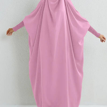 Middle East DUBAI Turkish Muslim Swing Solid Color Long Sleeve Smocking Robe