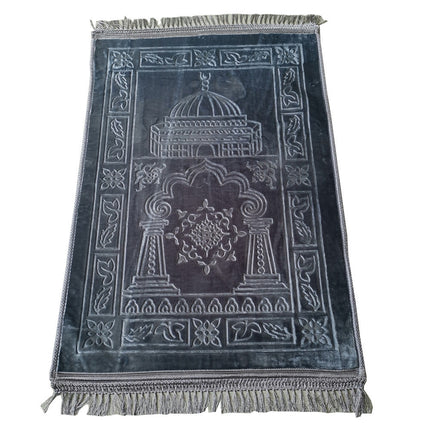 Raschel Embossed Prayer Mat With Tassel Prayer Mat Solid Color