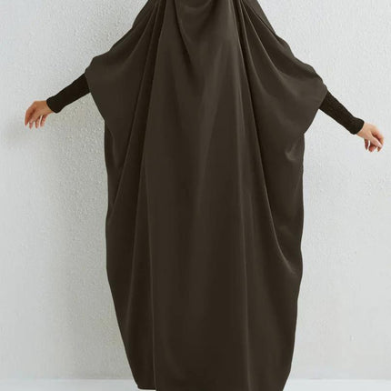 Middle East DUBAI Turkish Muslim Swing Solid Color Long Sleeve Smocking Robe