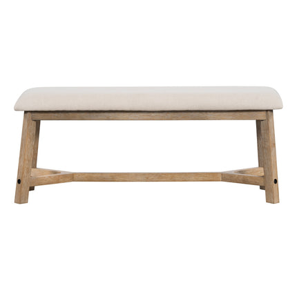 TREXM 6-piece Retro Farmhouse Style Dining Set, Rectangular Table And 4 Upholstered Chairs With Ratt