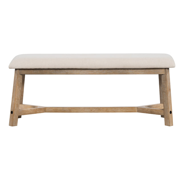 TREXM 6-piece Retro Farmhouse Style Dining Set, Rectangular Table And 4 Upholstered Chairs With Ratt