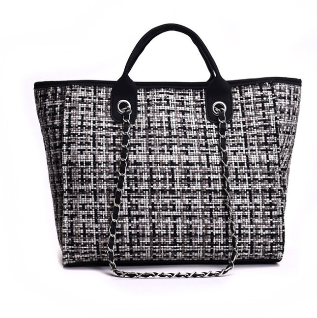 Plaid cloth handbag Fashion big bag Spring and summer new chain shoulder bag tide small fragrance handbag