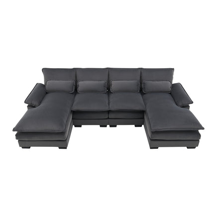 New Modern U-shaped Sectional Sofa, 6-Seat With Waist Pillows 109.8 55.9