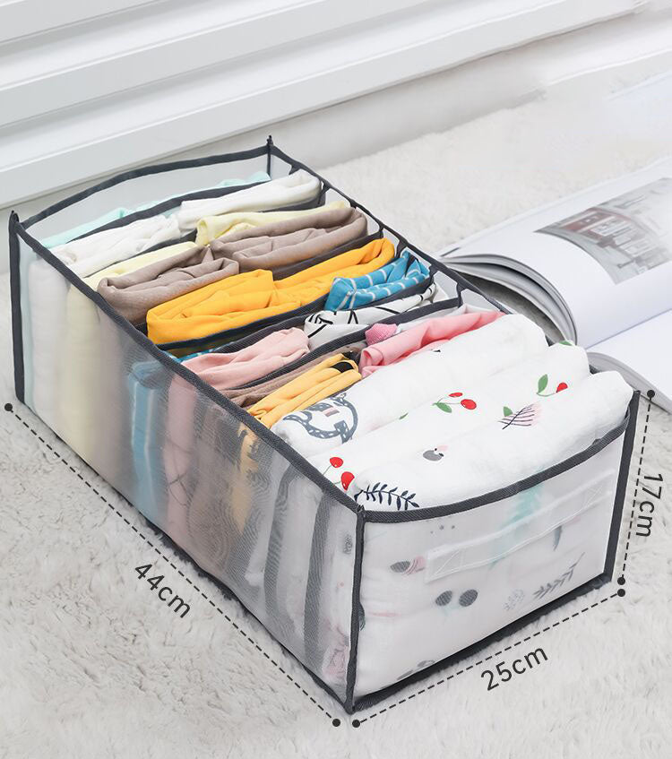 Boîte de rangement pour vêtements en jeans eprolo, pliable et lavable, idéale pour tiroirs et armoires.