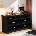 Commode de chambre moderne à 3 tiroirs avec poignées en métal, meuble de rangement noir, dimensions 47,6"x15,7"x26,6".