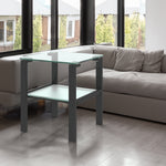 Table d'appoint en verre à deux couches, petite table ronde noire pour salon ou chambre, par eprolo.