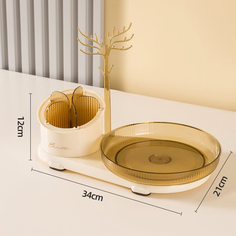 Boîte de rangement cosmétique eprolo avec compartiments pour bijoux, pinceaux maquillage, crayons à sourcils et rouges à lèvres.