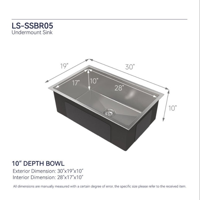 Kitchen Sink 30x19 Multifunctional Undermount Workstation Kitchen Sink S304 Stainless Steel Handmade Modern Single Bowl Kitchen Sink