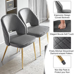 Chaise de salle à manger en velours gris eprolo, design élégant avec dossier rembourré et pieds en bois naturel.