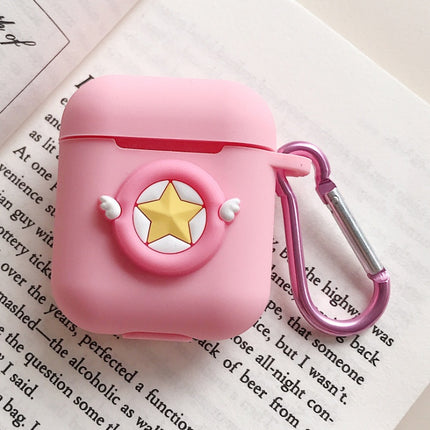 Compatible with Apple, AirPods protective jacket cute cartoon silicone anti-falling earphone jacket Japanese Korean women''s key-clasp hanging rope