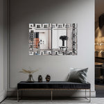 Grand miroir rectangulaire mural en acier inoxydable par eprolo, miroir décoratif pour salon, chambre ou entrée.