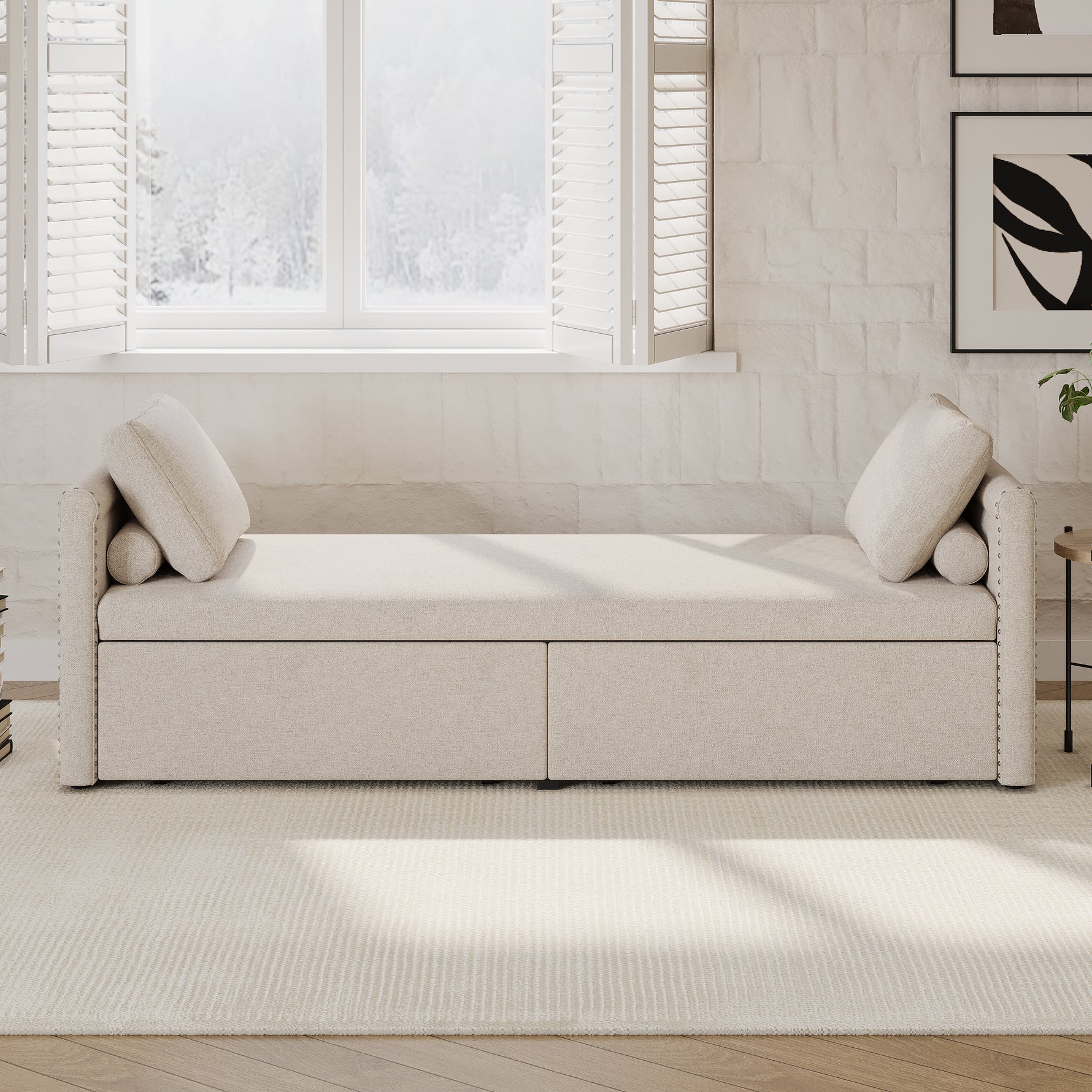 Fauteuil lounge moderne avec coussin, convertible en canapé-lit, par eprolo, avec tissu rembourré et design contemporain.