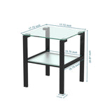 Table d'appoint en verre à deux couches, petite table ronde noire pour chambre ou salon, par eprolo