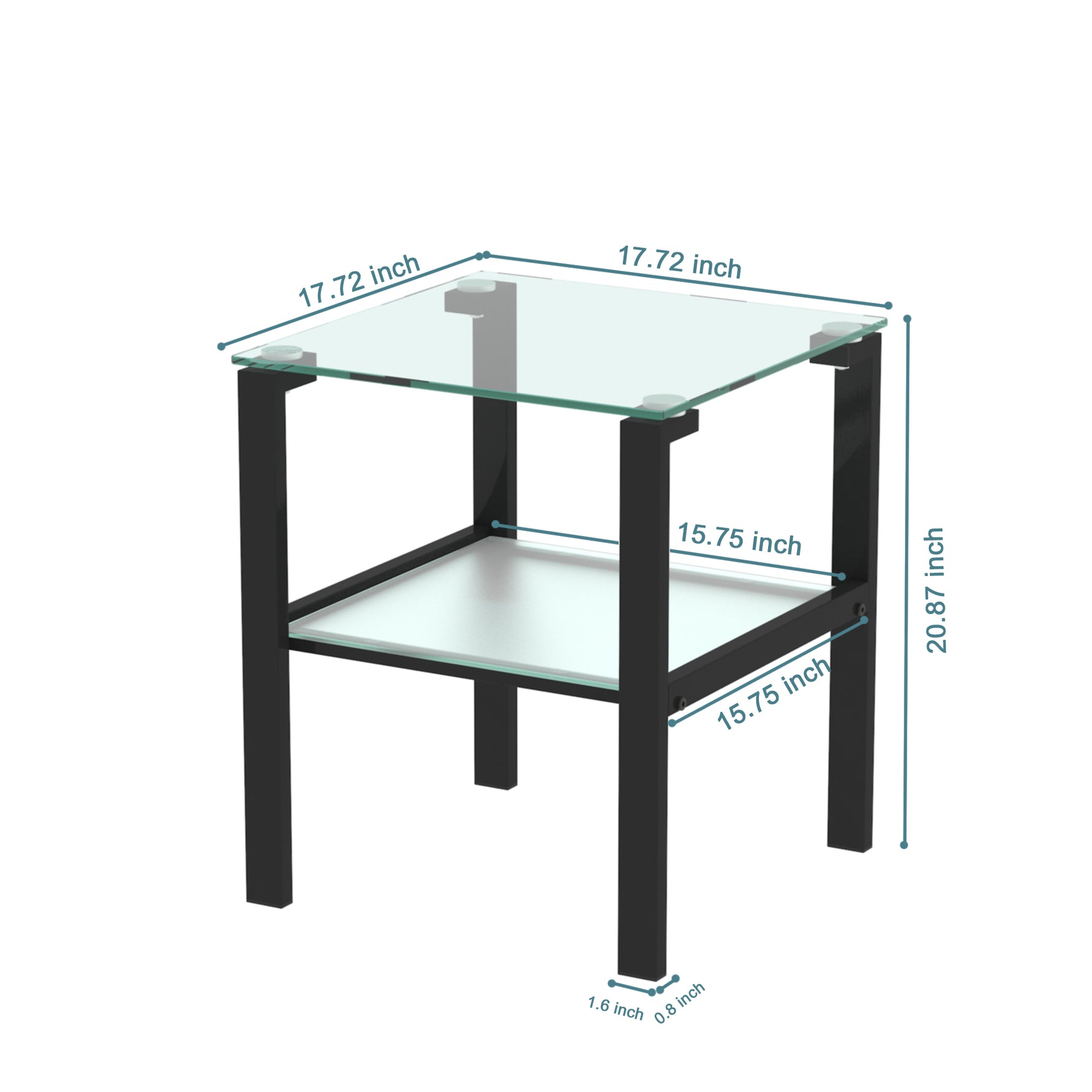 Table d'appoint en verre à deux couches, petite table ronde noire pour chambre ou salon, par eprolo