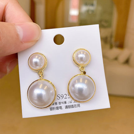 S925 Silver Needle Geometric Opal Temperament Diamond Earrings Simple