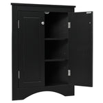 Armoire de rangement noire en forme de triangle pour salle de bain ou cuisine, avec étagères ajustables, de la marque eprolo.