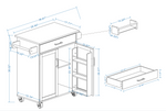Mobilier d'entrée eprolo, îlot de cuisine roulant avec tiroir, 2 portes, étagères ajustables et porte-serviettes.