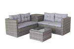 Ensemble de mobilier d'extérieur en rotin gris, canapé sectionnel 4 pièces avec coffre de rangement, style patio eprolo.