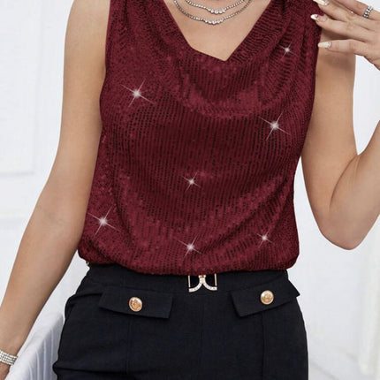 Sexy V-neck Strapless Loose-fit Sequin Tank Top