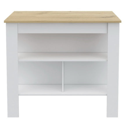 Rockaway 3-Shelf Kitchen Island White And Light Oak