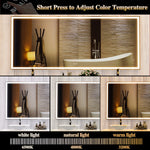 Grand miroir LED pour salle de bain eprolo, 72x32 pouces, avec cadre en aluminium et 3 modes de couleur, mural et miroir complet.