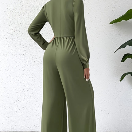 Women's  Elegant V Neck Cross Tie Waist Jumpsuit