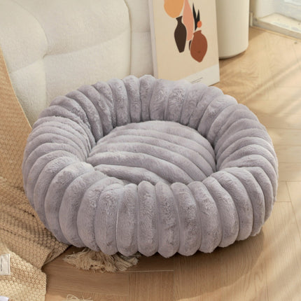 High Weight Pet Nest Straight Rabbit Plush Mat Round Long Hair Cat Nest Warm Winter Dog Bed Kennel