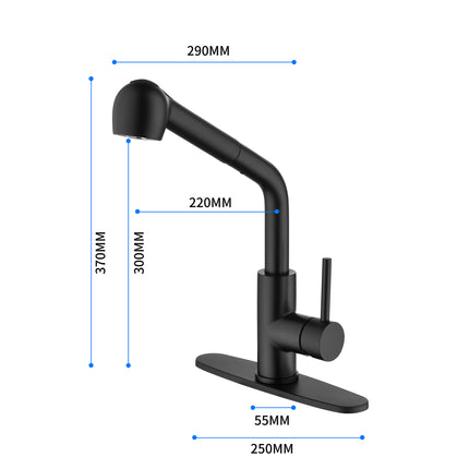 Stainless Steel Matte Black Single Handle Pull Out Spray, Kitchen Faucet