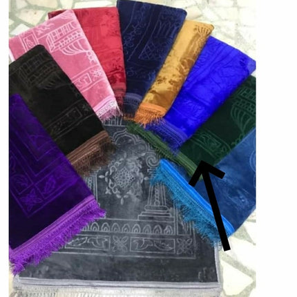 Raschel Embossed Prayer Mat With Tassel Prayer Mat Solid Color