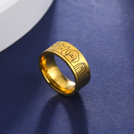 Round Various Cute Puppy Loop Pattern Stainless Steel Non-mainstream Style Ring