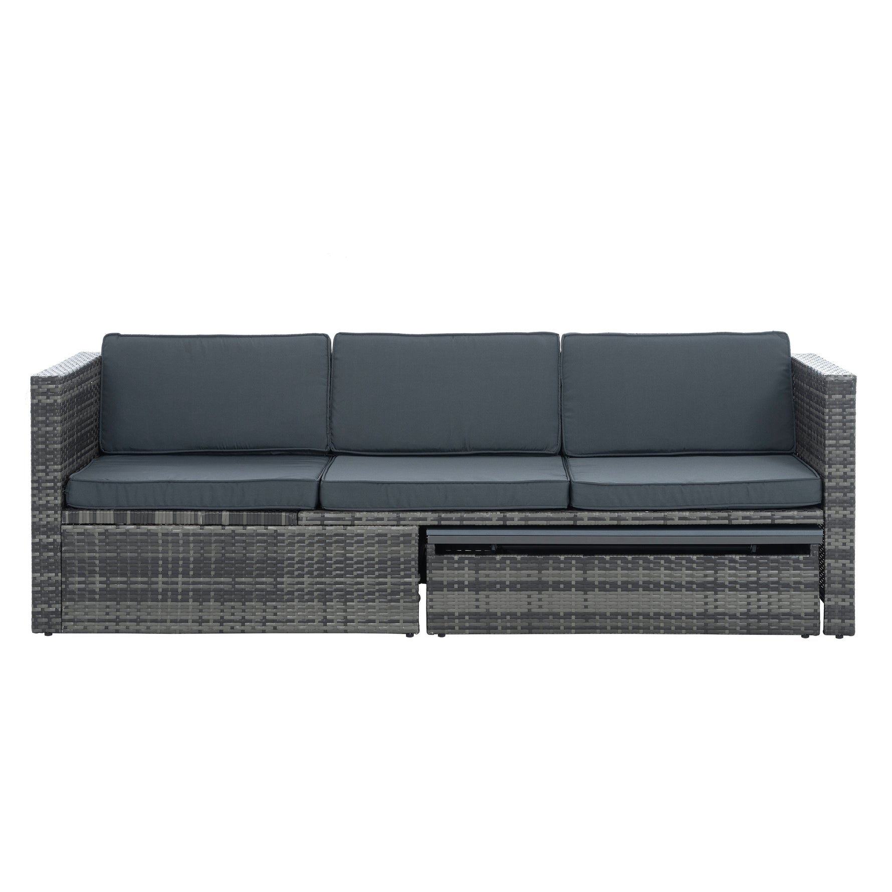 Ensemble de meubles de terrasse en rotin PE eprolo avec table basse en contreplaqué, mobilier d’extérieur saisonnier.