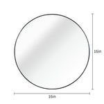 Miroir rond en métal noir de 16 pouces pour salle de bains, design moderne, marque eprolo, reflet visible dans l'image.
