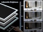 Grand miroir LED pour salle de bain eprolo, murale, avec cadre en aluminium, 3 modes de couleur, reflet complet.