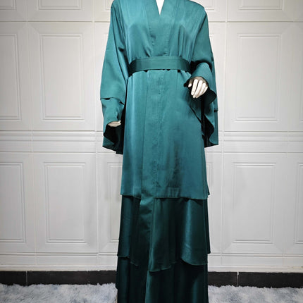 Muslim Fashion Solid Color Robe Abaya Outer Wear Cardigan