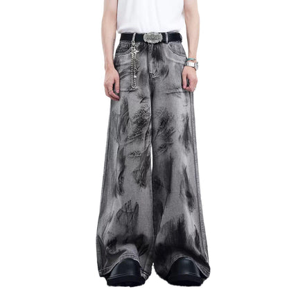 American Street Graffiti Padded Shoulder Sleeveless Denim Coat