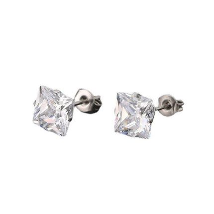 Fashion Stainless Steel Four Claw Square Ear Studs