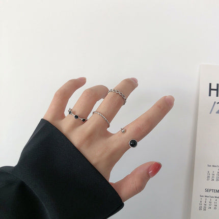 Four-piece Ring Combination Simple And Versatile Black Series Ring
