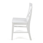 Chaise de salle à manger Roshan en acacia blanc, ensemble de 2, style ferme, par eprolo, assise et dossier en bois naturel.