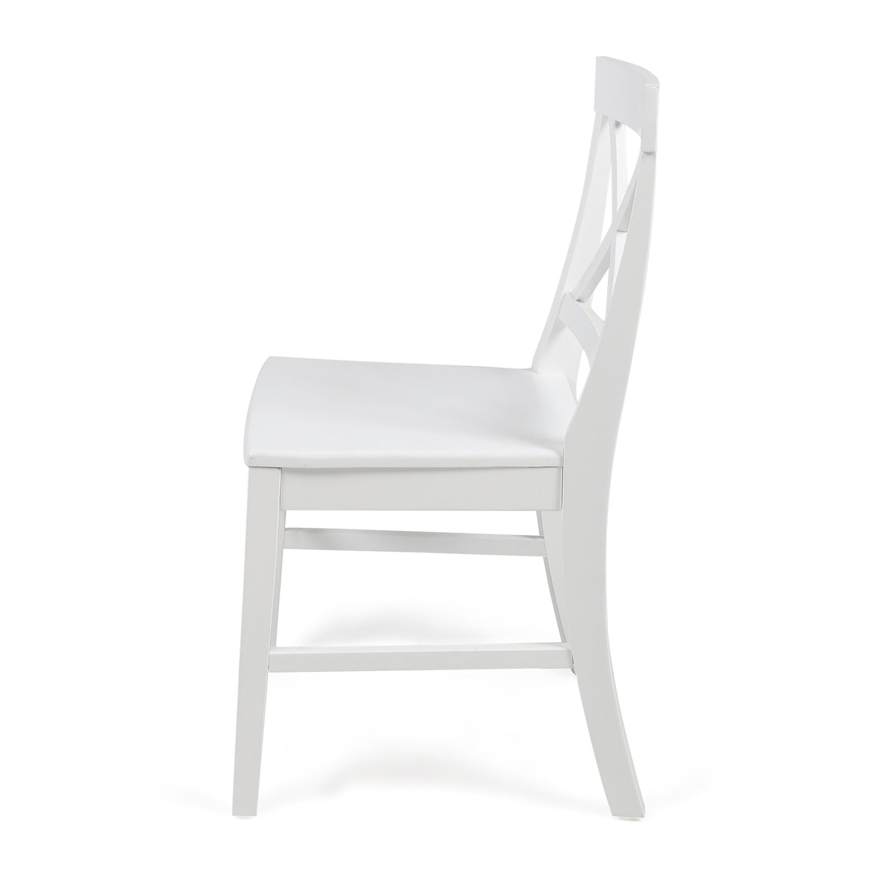 Chaise de salle à manger Roshan en acacia blanc, ensemble de 2, style ferme, par eprolo, assise et dossier en bois naturel.
